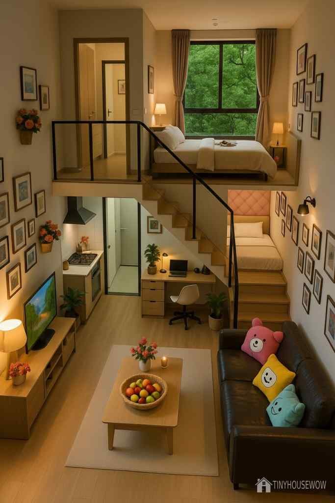 Cozy Loft Tiny House Interior Design Ideas