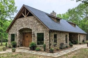 Rustic Stone Container Cabin (2)