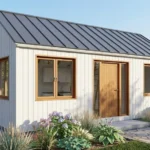 Modern Tiny House Floor Plan with Loft Bedroom Exterior View