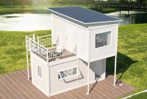 two-story prefab tiny home with extra height and light