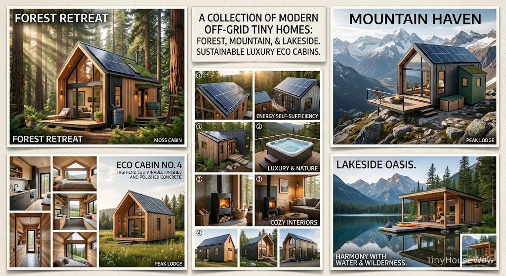 Collection of modern off-grid tiny homes