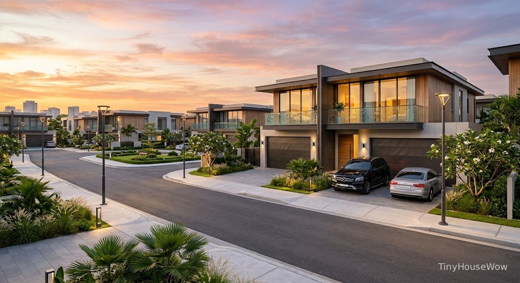 Luxury duplex neighborhood with modern homes