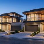 Luxury modern duplex houses side by side, contemporary architecture