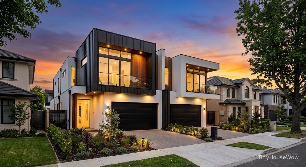 Modern duplex investment property with luxury exterior design