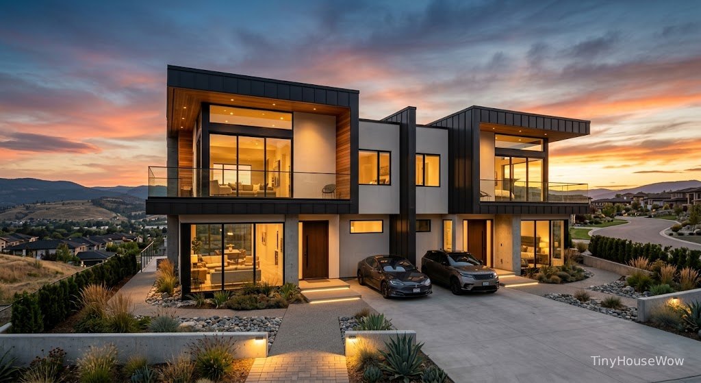 Modern luxury duplex house exterior